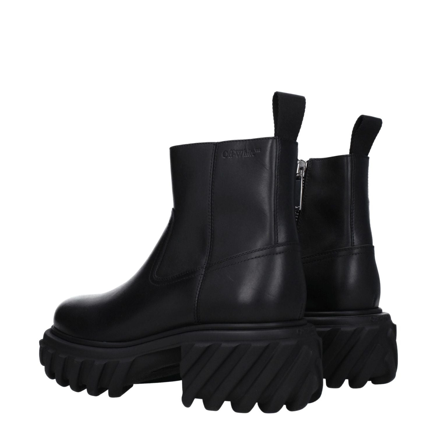 Off-White Black Leather Ankle Boots