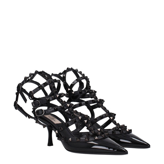 Valentino Garavani Black Leather Stiletto Heels Sandals VA-8547461595401-EU36.5/US6.5