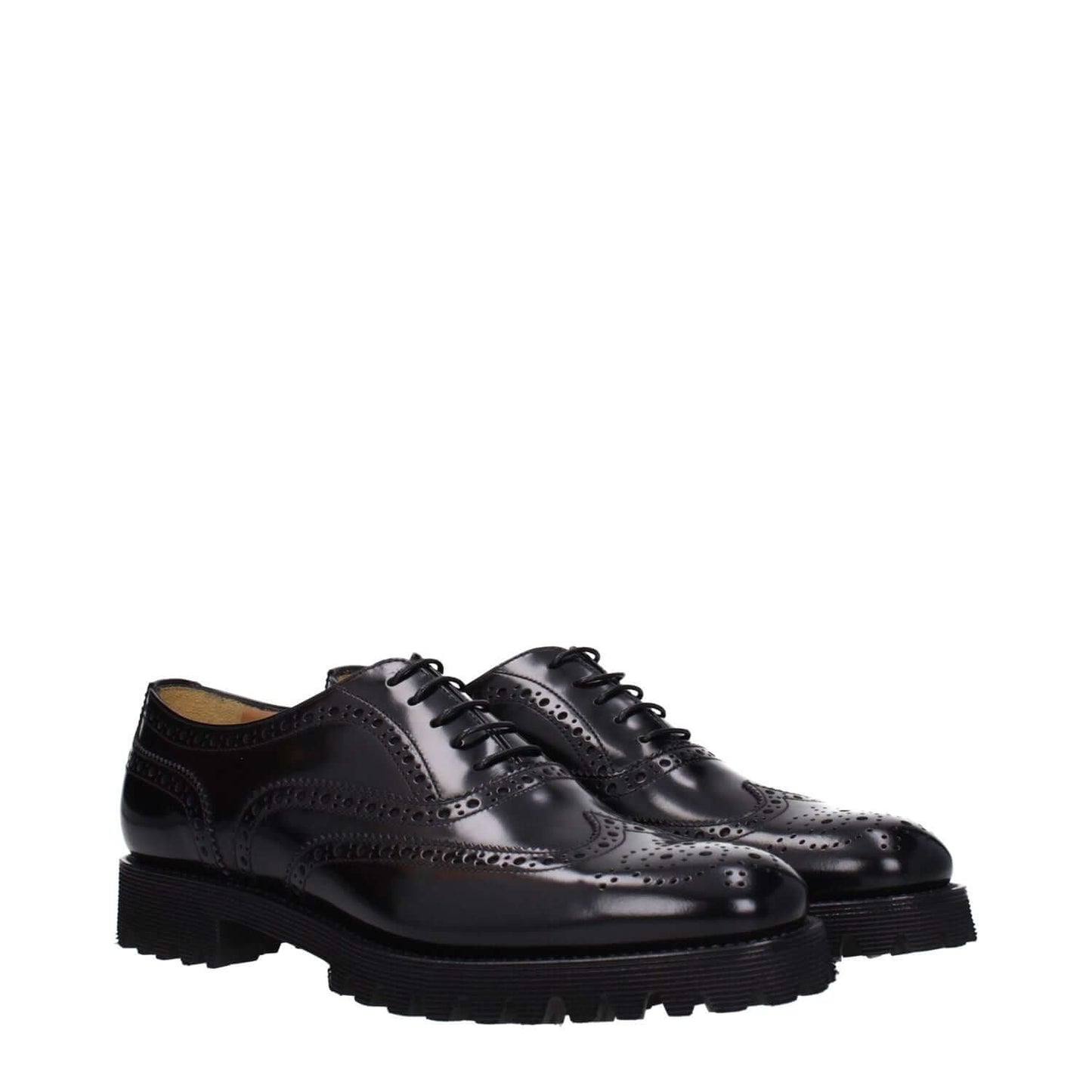 Church's Black Leather Oxfords And Derbies, vintage effect, lace-up, round toe, low flat heel shoes with rubber sole, MPN: DE01699XVF0AAB.