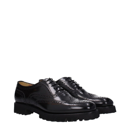 Church's Black Leather Oxfords And Derbies, vintage effect, lace-up, round toe, low flat heel shoes with rubber sole, MPN: DE01699XVF0AAB.