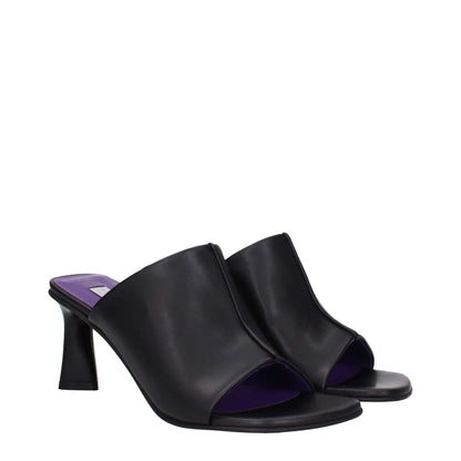 Stella McCartney Black Leather Stiletto Heel Sandals
