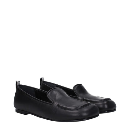 Premiata Black Leather Slip-On Loafers