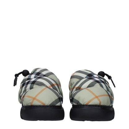 Burberry Green Fabric Slip-On Loafers