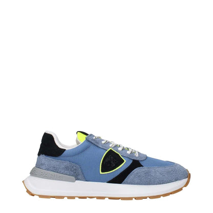 Philippe Model Blue Fabric Athletic Sneakers with front and back logo, vintage effect, in blue fabric, MPN ATLUZ0TB215, code F83282