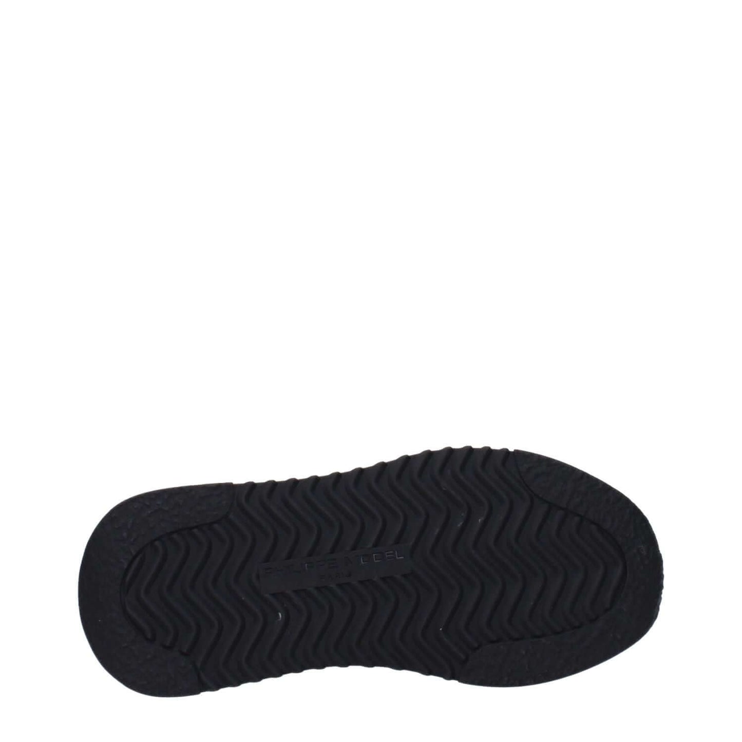 Philippe Model Black Fabric Athletic Sneakers sole view with textured grip pattern.
