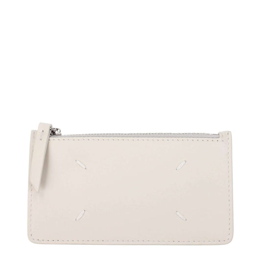 Alt Tag: Maison Margiela Beige Leather Wallet with signature stitching, ideal coin purse for elegance and style.