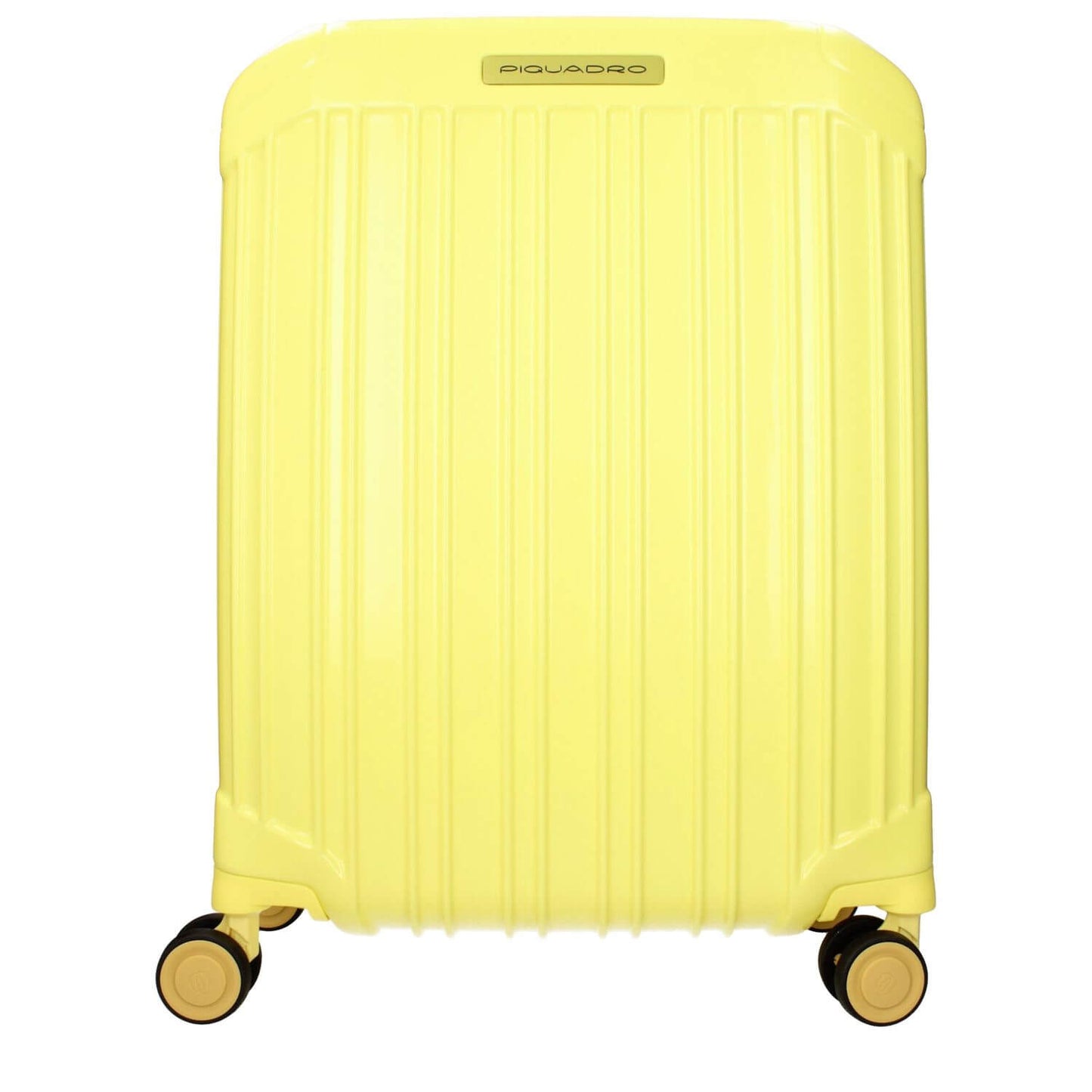 Piquadro Yellow Polycarbonate Luggage And Travel with TSA lock, USB port, and adjustable handle, perfect for modern travelers.