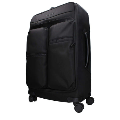 Piquadro Black Fabric Luggage And Travel with adjustable handle, front logo, and removable details. MPN BV4733X19N, code F83832.
