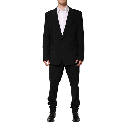 Dolce & Gabbana Black Cotton Single Breasted 2 Piece Suit