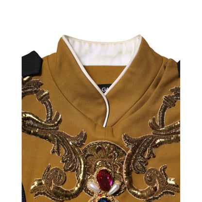 Dolce & Gabbana Yellow Crystal Cross Runway Vest Jacket Top
