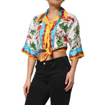 Dolce & Gabbana Multicolor Chili Silk Cropped Blouse Top TSH90655-36