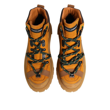 Dolce & Gabbana Orange Lace Up Trekking Ankle Boots Shoes