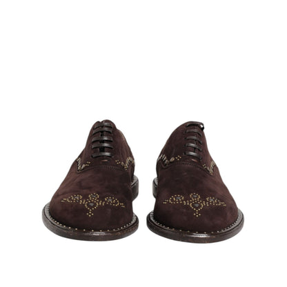 Dolce & Gabbana Brown Velvet Lace Up Oxford Dress Shoes