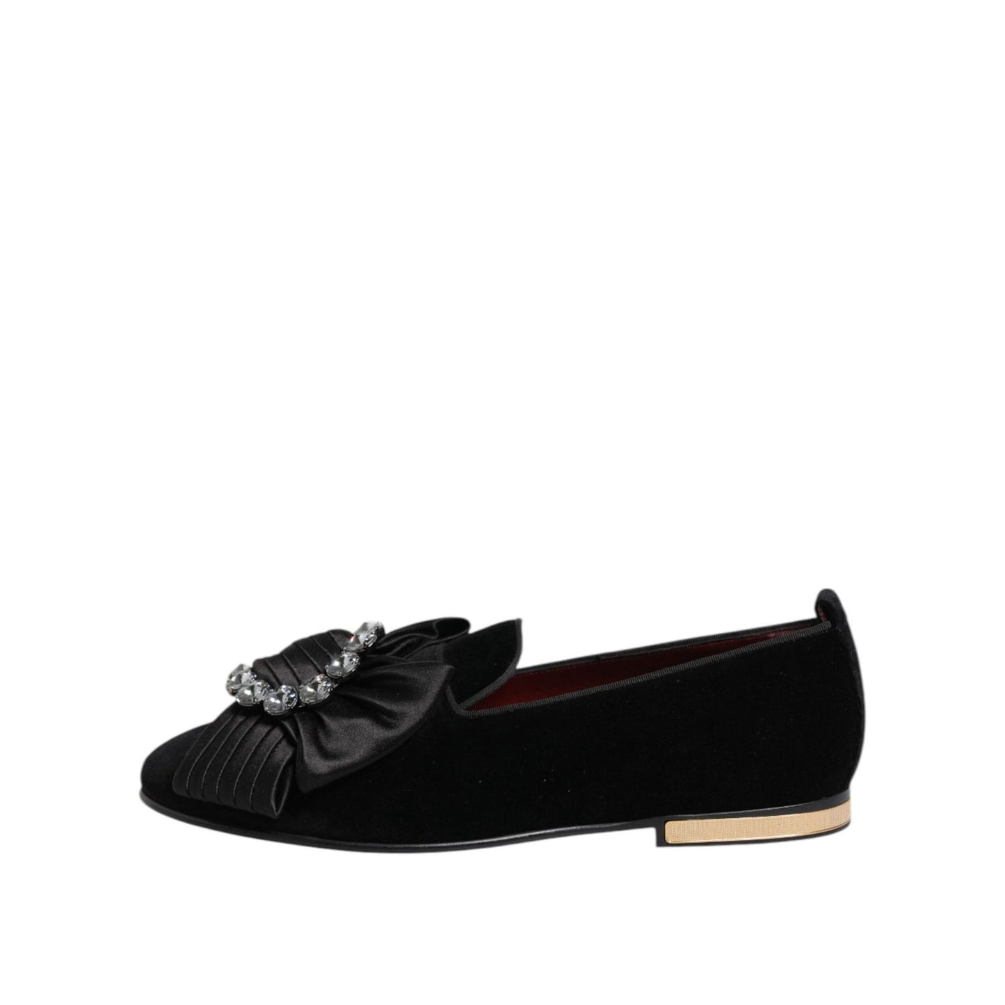 Dolce & Gabbana Black VATICANO Crystal Ribbon Slip On Shoes