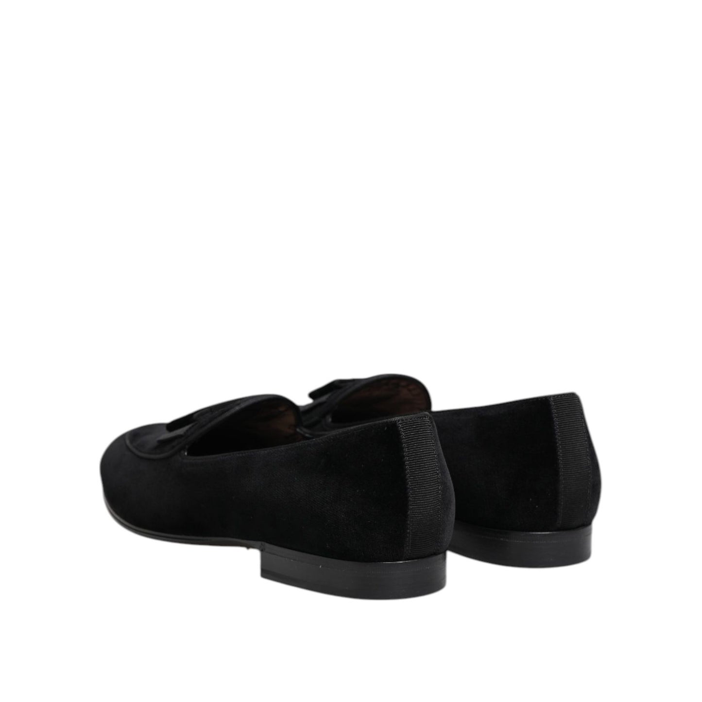 Dolce & Gabbana Black Velvet Loafers Formal Men Dress Shoes