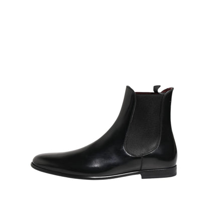 Dolce & Gabbana Black Chelsea Slip On Mid Calf Boots Shoes