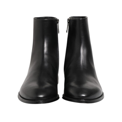 Dolce & Gabbana Black Leather Mid Calf Men Boots Shoes