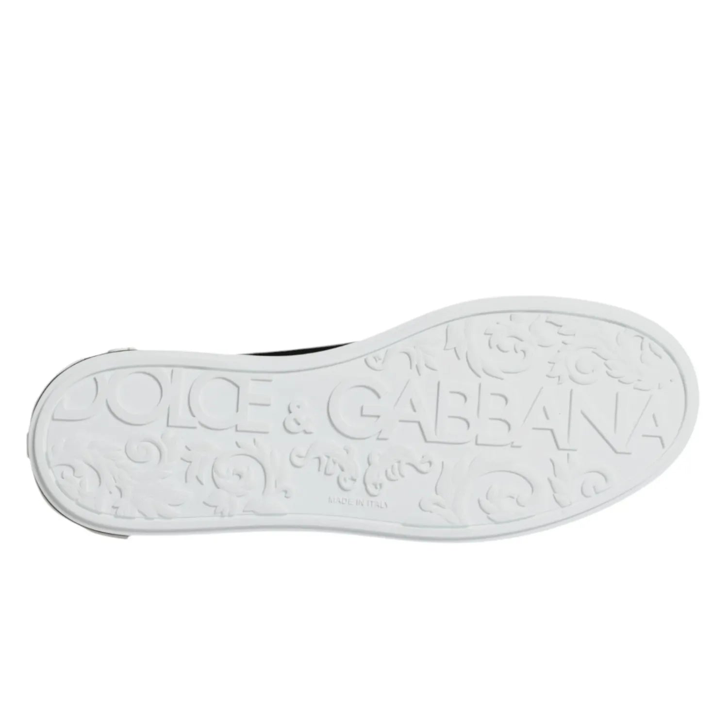 Dolce & Gabbana Black Calf Leather Portofino Sneakers Shoes