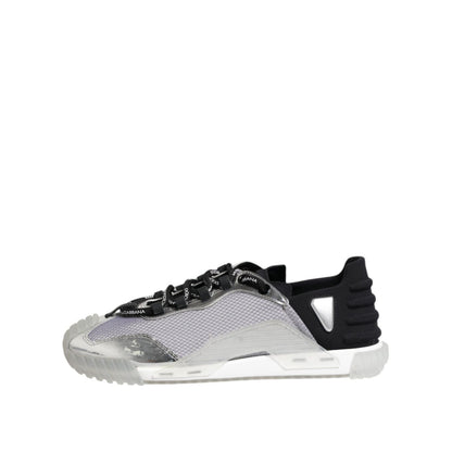 Dolce & Gabbana Silver Black Nylon NS1 Low Top Men Sneakers Shoes
