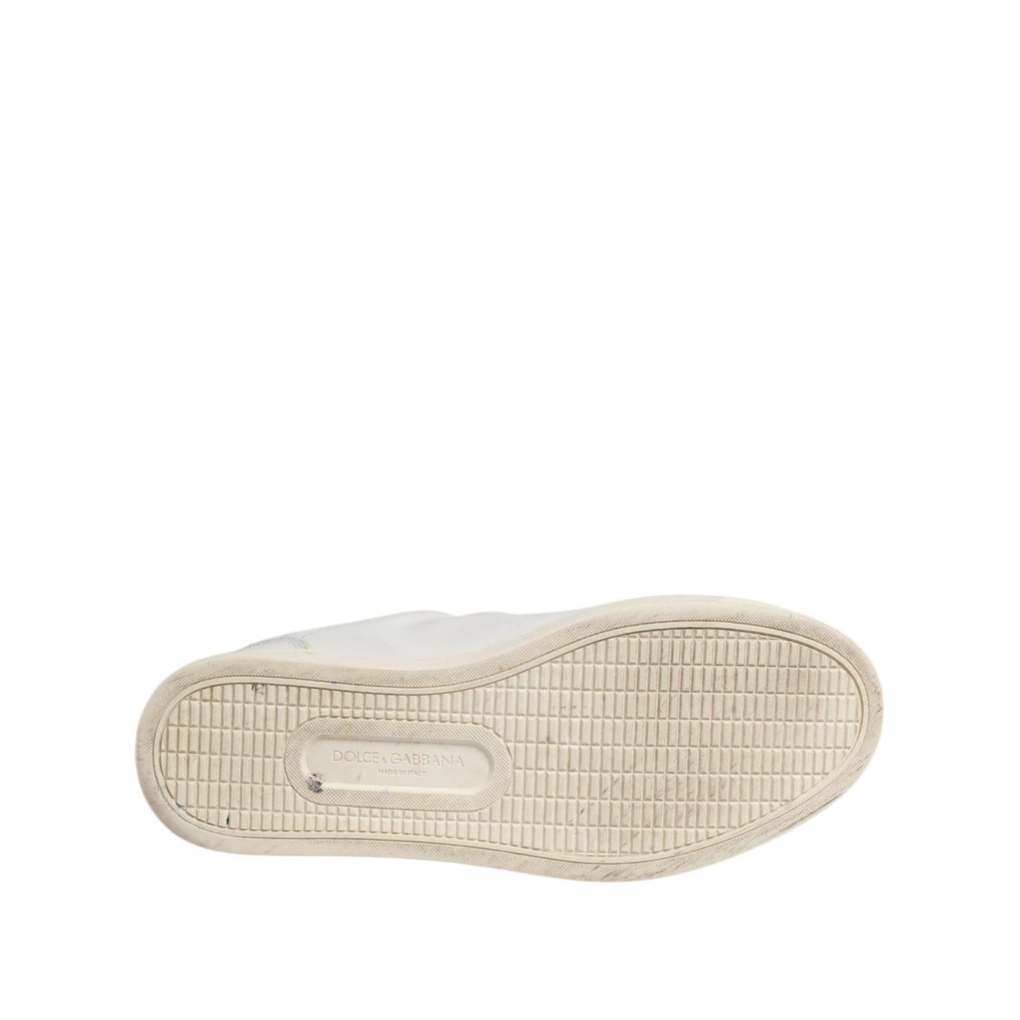 Dolce & Gabbana White Silver Sacred Heart Men Sneakers Shoes