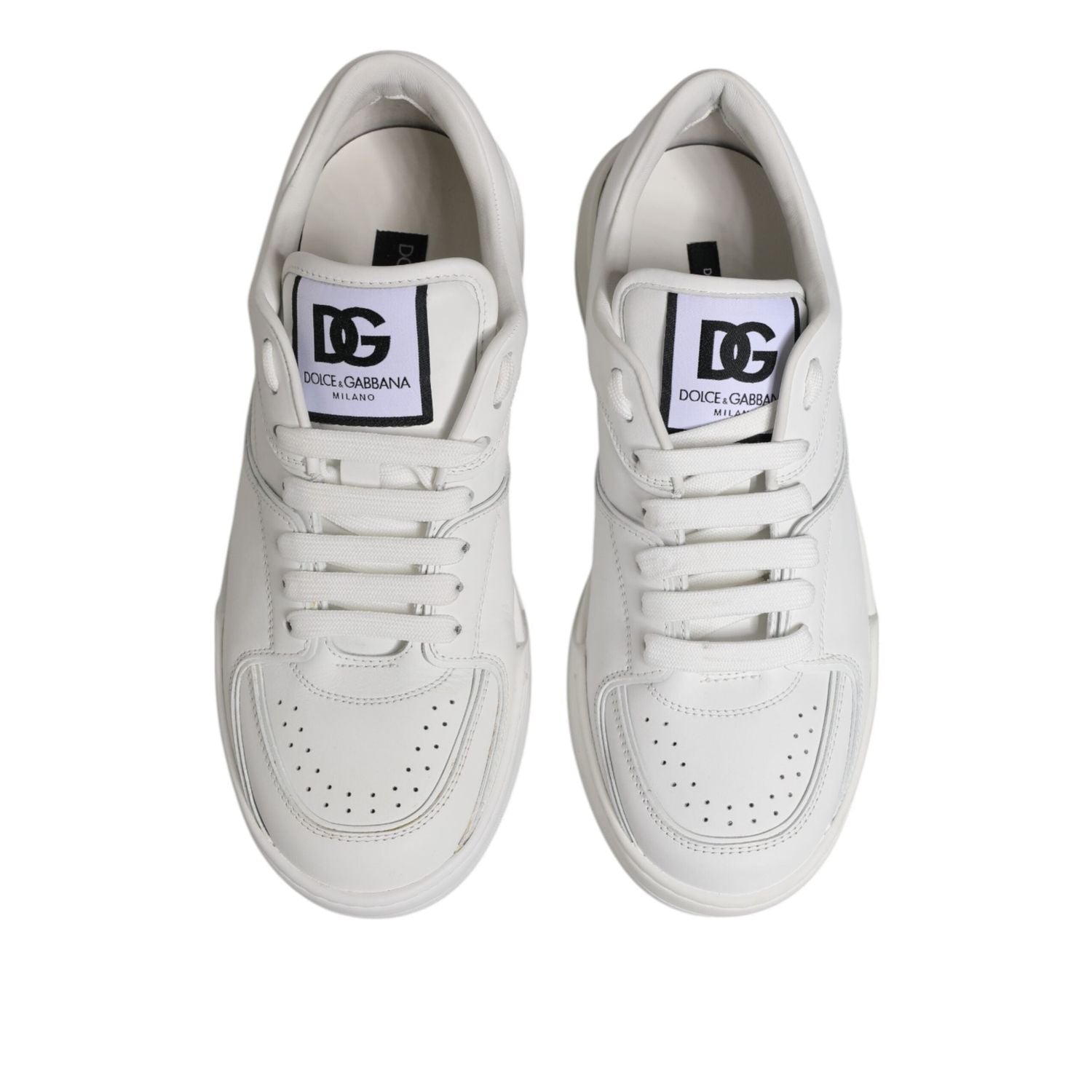 Dolce & Gabbana White Miami Leather Low Top Sneakers Shoes