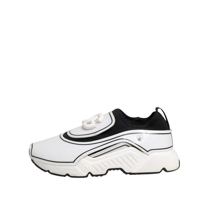 Dolce & Gabbana White Black Logo Plaque Daymaster Men Sneakers Shoes