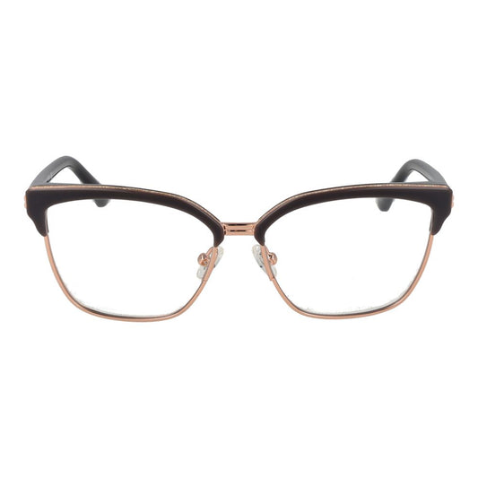Guess Gray Women Glasses Frame in stainless steel with full-rim browline style, demo lenses, and temple length 135, includes branded case.