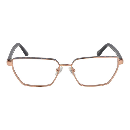 Guess Rose Gold Women Glasses Frame in full-rim butterfly style with demo lenses and metal frame, size 55-14-140, includes branded case.