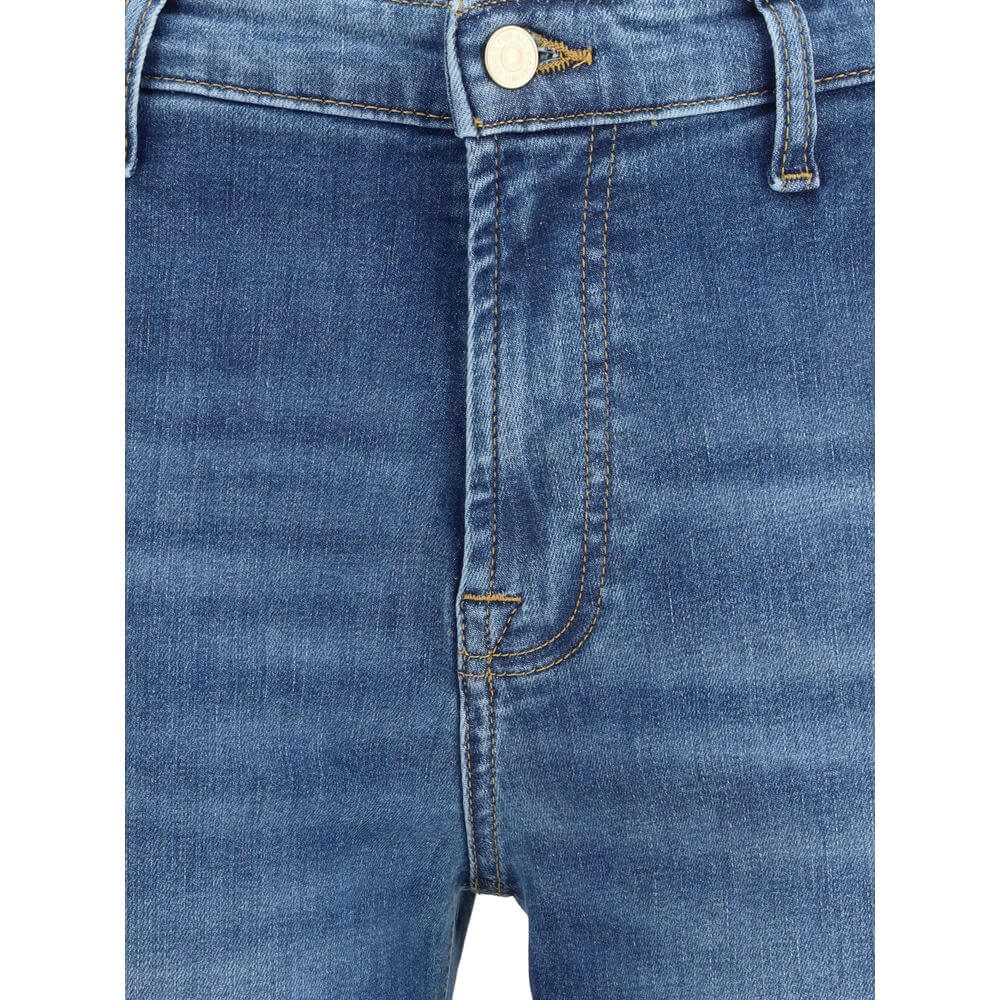 7FOR Blue Cotton Flared Jeans