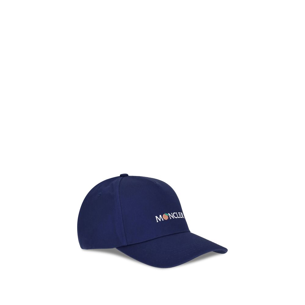 Moncler x Donald Glover Blue Cotton Cap (Baseball Hat) in durable gabardine with unique logo, a stylish collaboration accessory for AW25.