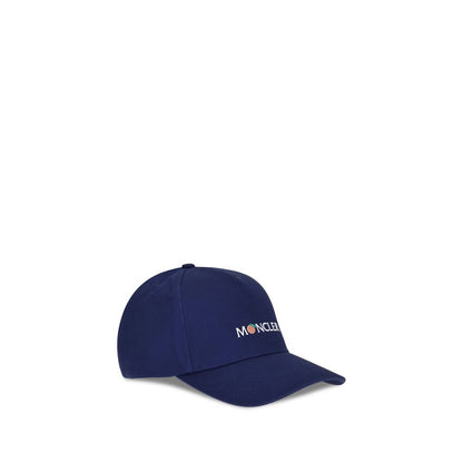 Moncler x Donald Glover Blue Cotton Cap (Baseball Hat) in durable gabardine with unique logo, a stylish collaboration accessory for AW25.