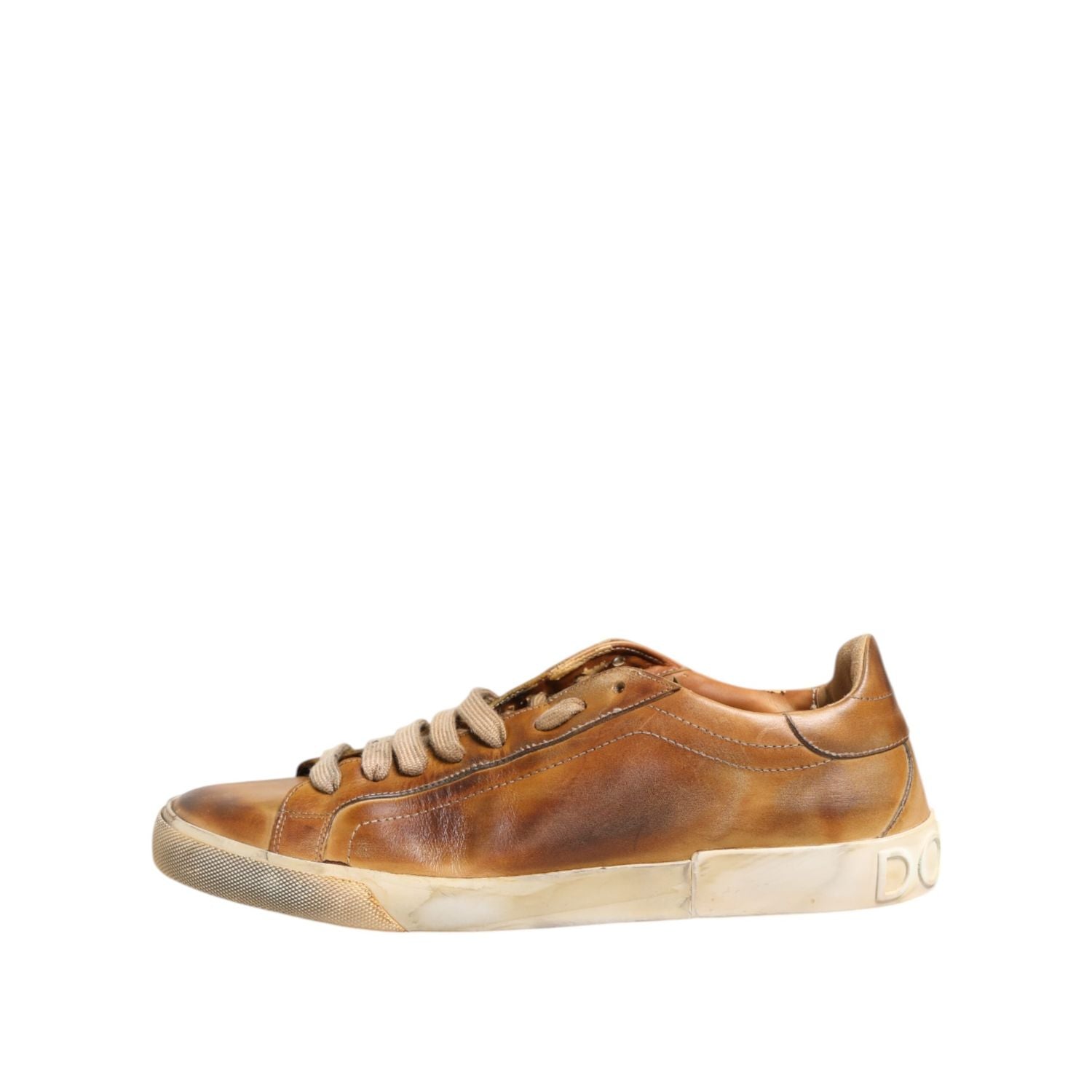 Dolce & Gabbana Brown Leather Low Top Men Sneakers Shoes