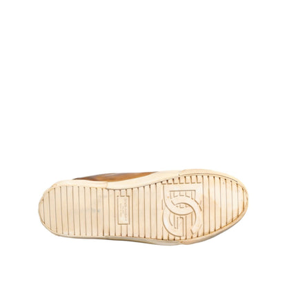 Dolce & Gabbana Brown Leather Low Top Men Sneakers Shoes