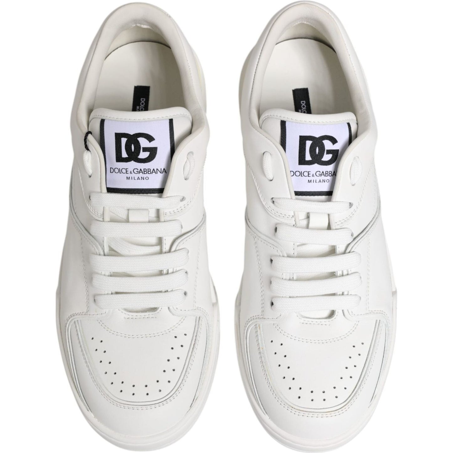 Dolce & Gabbana White Miami Leather Low Top Sneakers Shoes