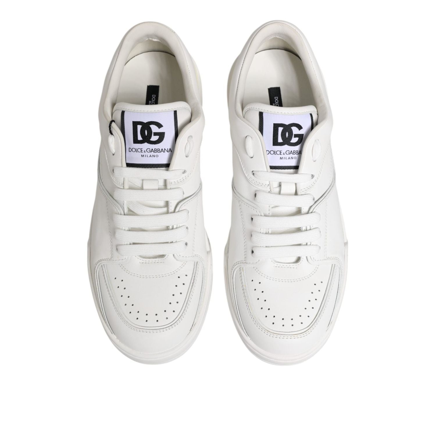 Dolce & Gabbana White Miami Leather Low Top Sneakers Shoes