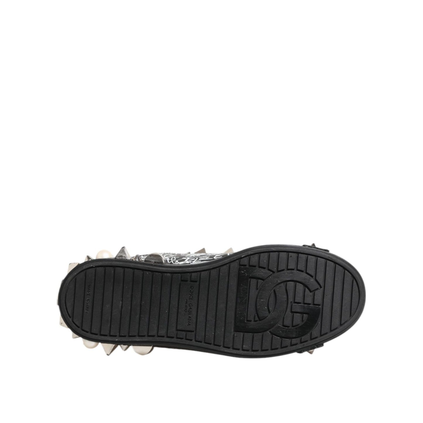 Dolce & Gabbana Black Portofino Stud Embellished Sneakers Shoes