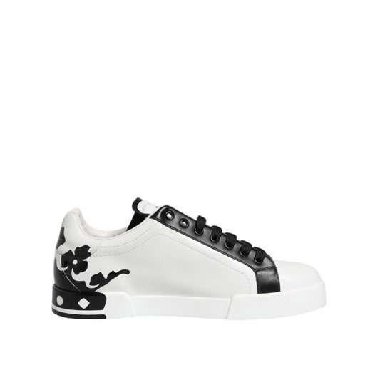 Dolce & Gabbana White Black Crown Low Top Men Sneakers Shoes