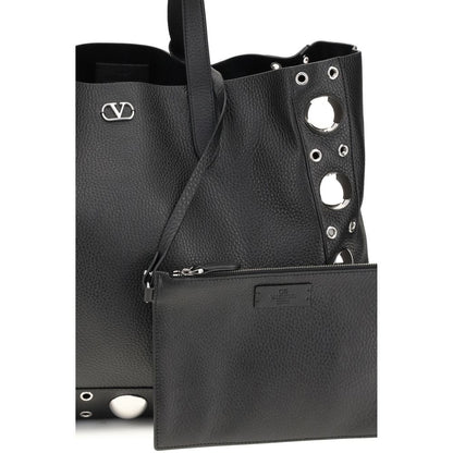 Valentino Garavani Black Calf Leather Bos Taurus Shoulder Bag