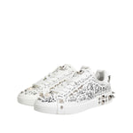 Dolce & Gabbana White Portofino Stud Embellished Men Sneakers Shoes