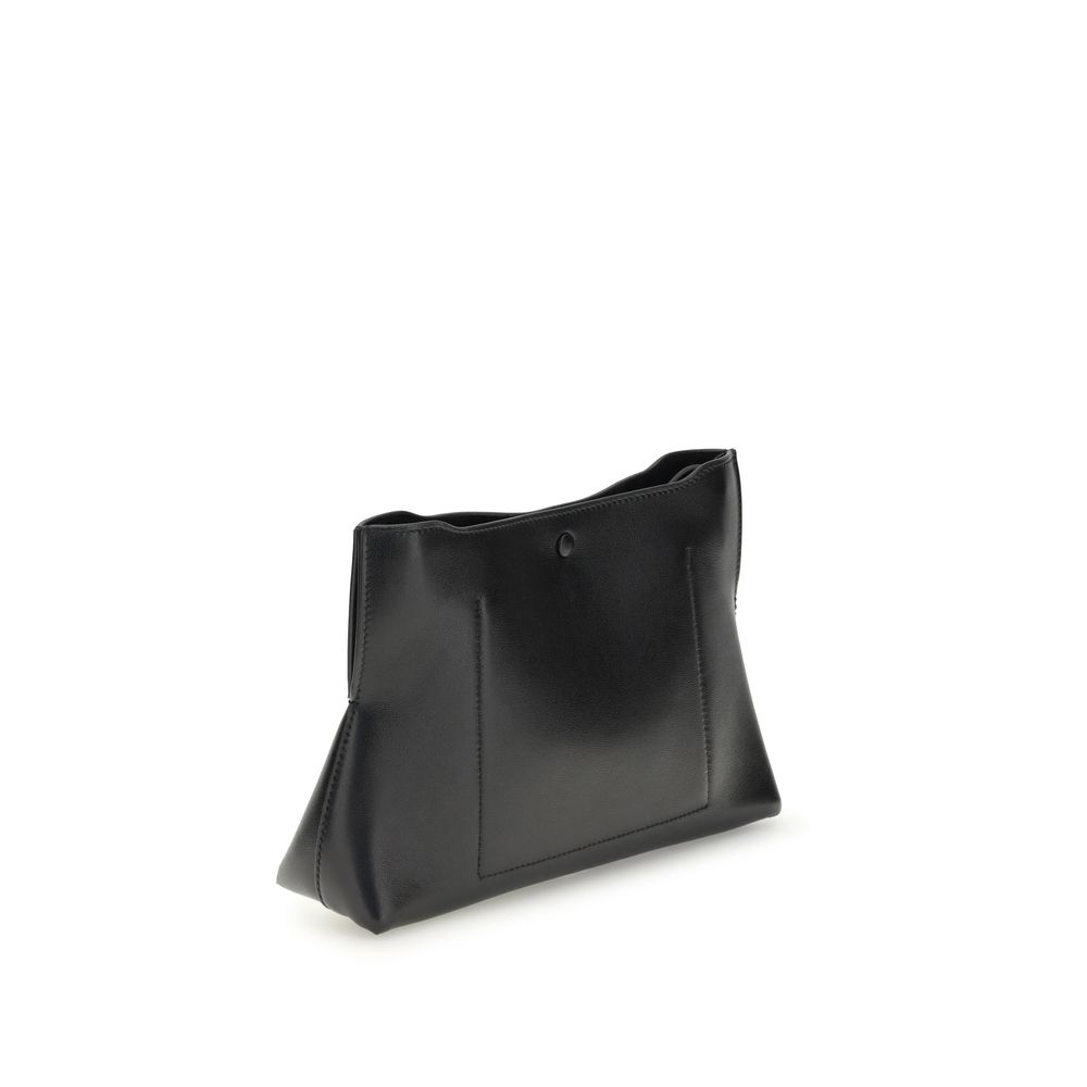 Back view of Givenchy Black Calf Leather Bos Taurus Clutch Bag with sleek design and magnetic closure.