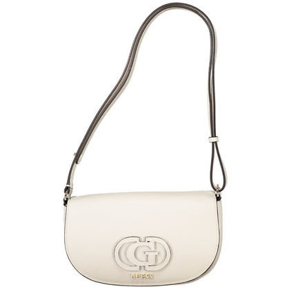 Guess Jeans White Polyethylene Women Handbag with adjustable shoulder strap and secure compartments, elegant and practical design.