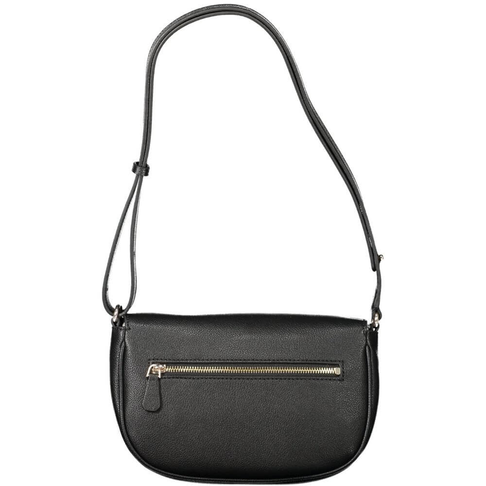 Guess Jeans Black Polyethylene Women Handbag with adjustable strap and dual compartments, showcasing sleek style and functionality.