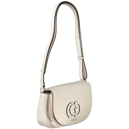 Guess Jeans White Polyethylene Women Handbag with adjustable shoulder strap and secure compartments for elegance and practicality.