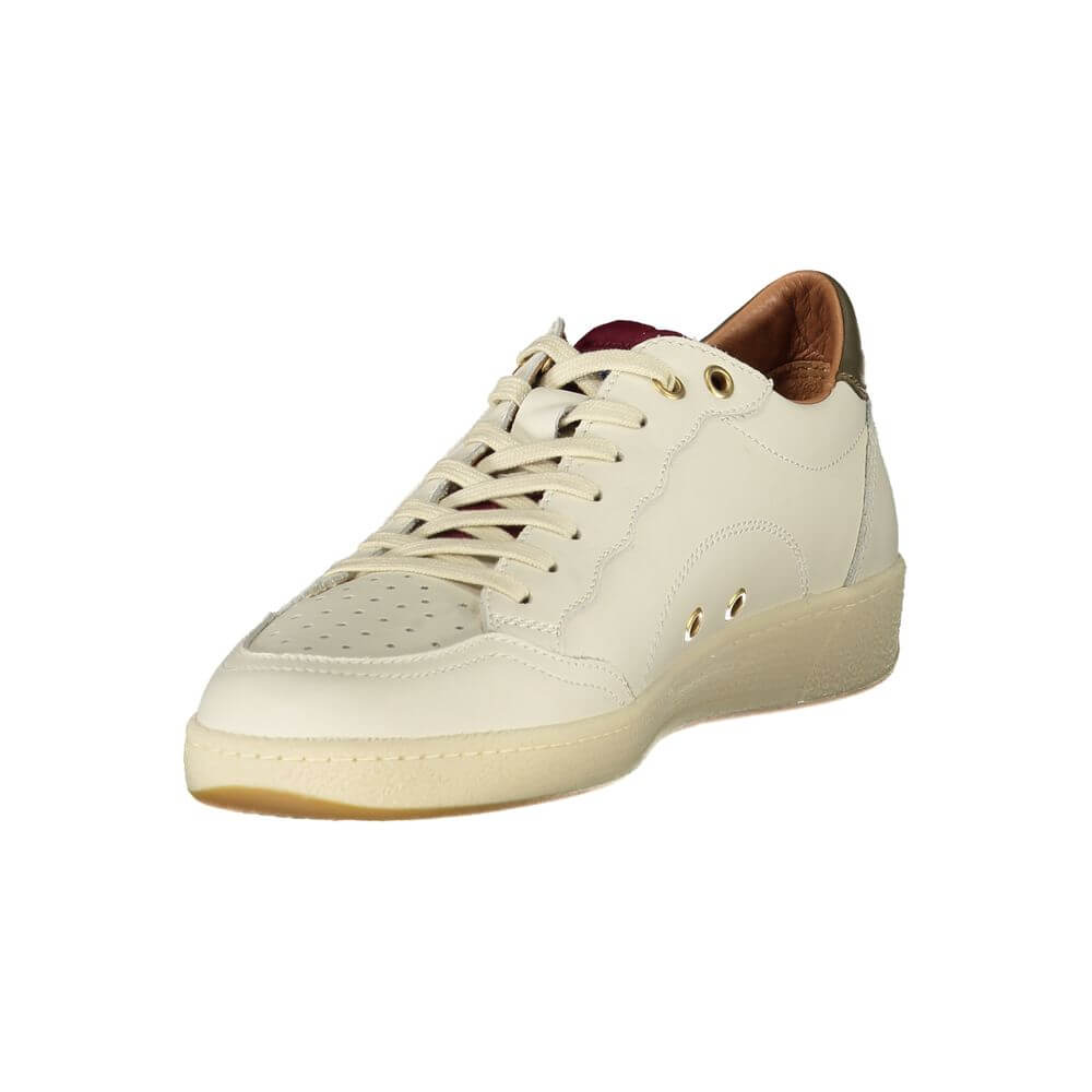 Blauer White Leather Men Sneaker with vibrant green details and iconic logo, showcasing style and comfort for the modern urban wanderer.