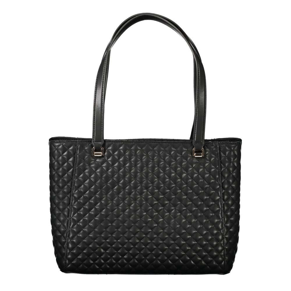 Guess Jeans Black Polyethylene Women Handbag with quilted design and dual handles