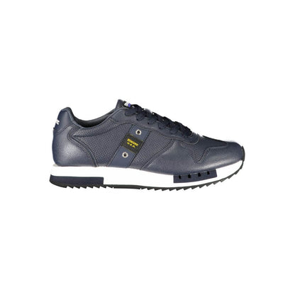 Blauer Blue Leather Men Sneaker with sporty silhouette and bold logo, showcasing urban style and comfort in men's footwear.