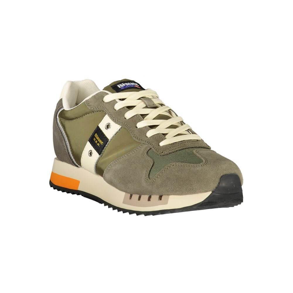 Blauer Green Polyester Men Sneaker with contrasting details and removable footbed for comfort, featuring a stylish sporty design.