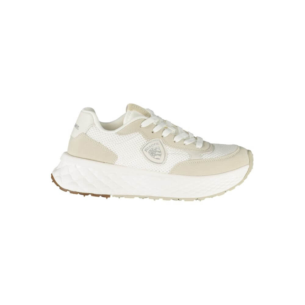 Blauer White Polyester Women Sneaker with removable footbed and contrasting details for style and comfort.