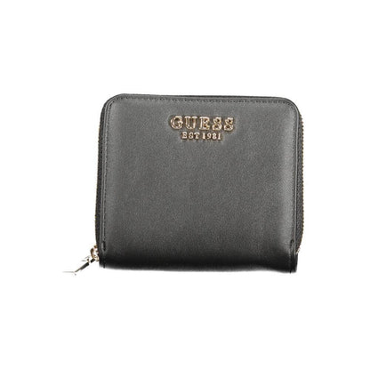Guess Jeans Black Polyethylene Women Wallet with zip closure and Guess logo