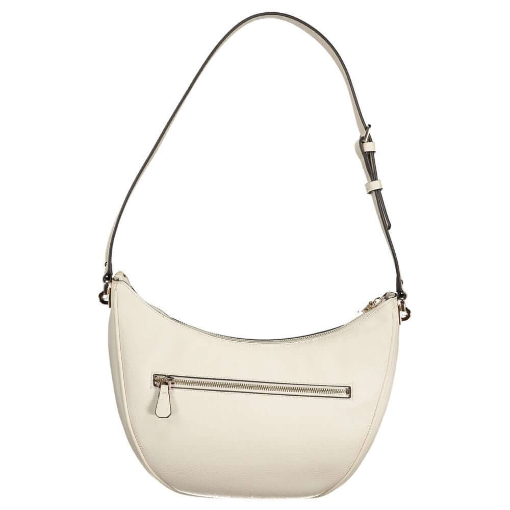 Guess Jeans White Polyethylene Women Handbag with adjustable strap and front pocket, perfect for stylish and functional accessory needs.